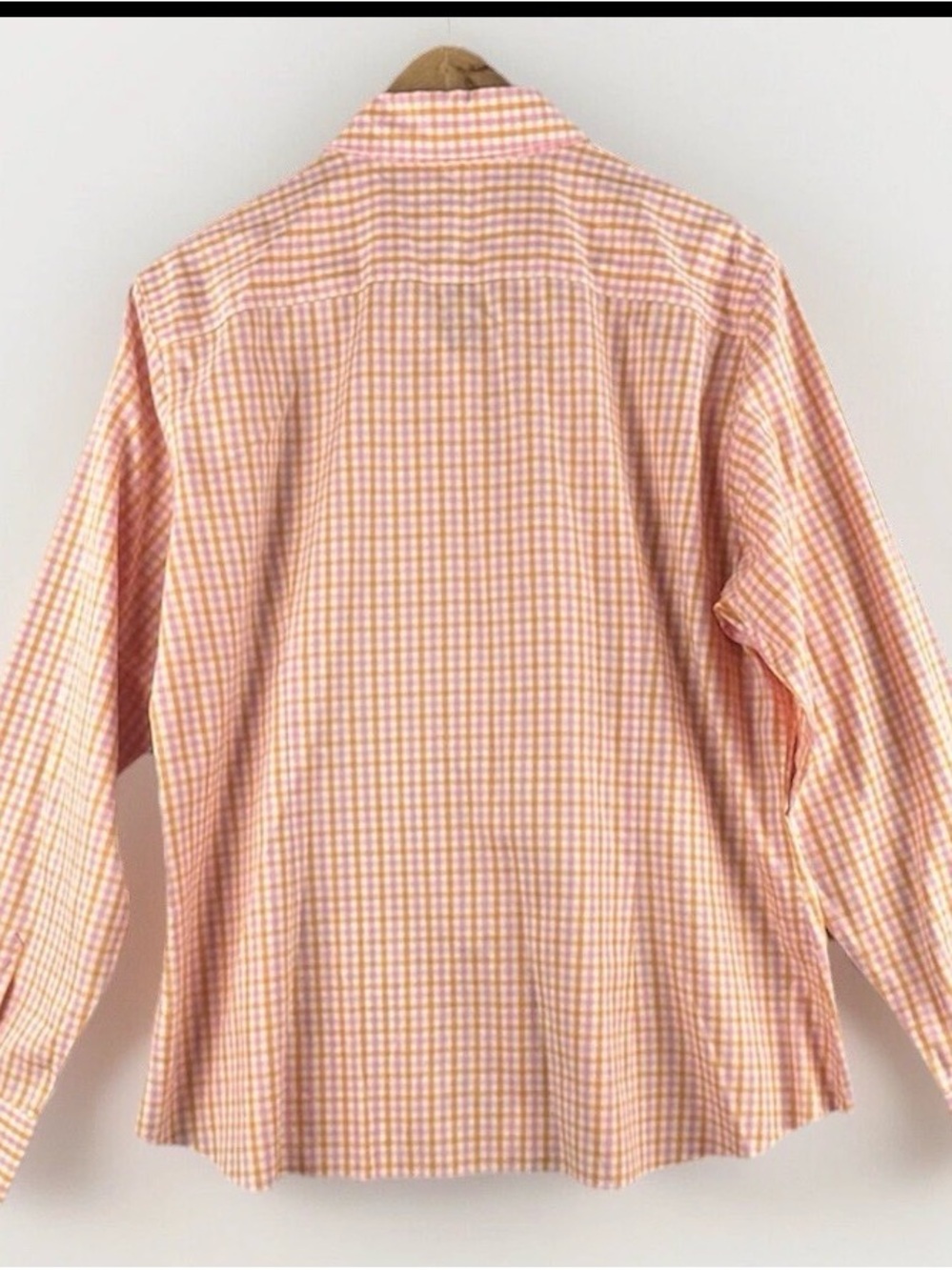 Lands End Women's Shirt Size Plus 16 Orange Gingham Cotton Button Preppy Spring - Picture 7 of 7